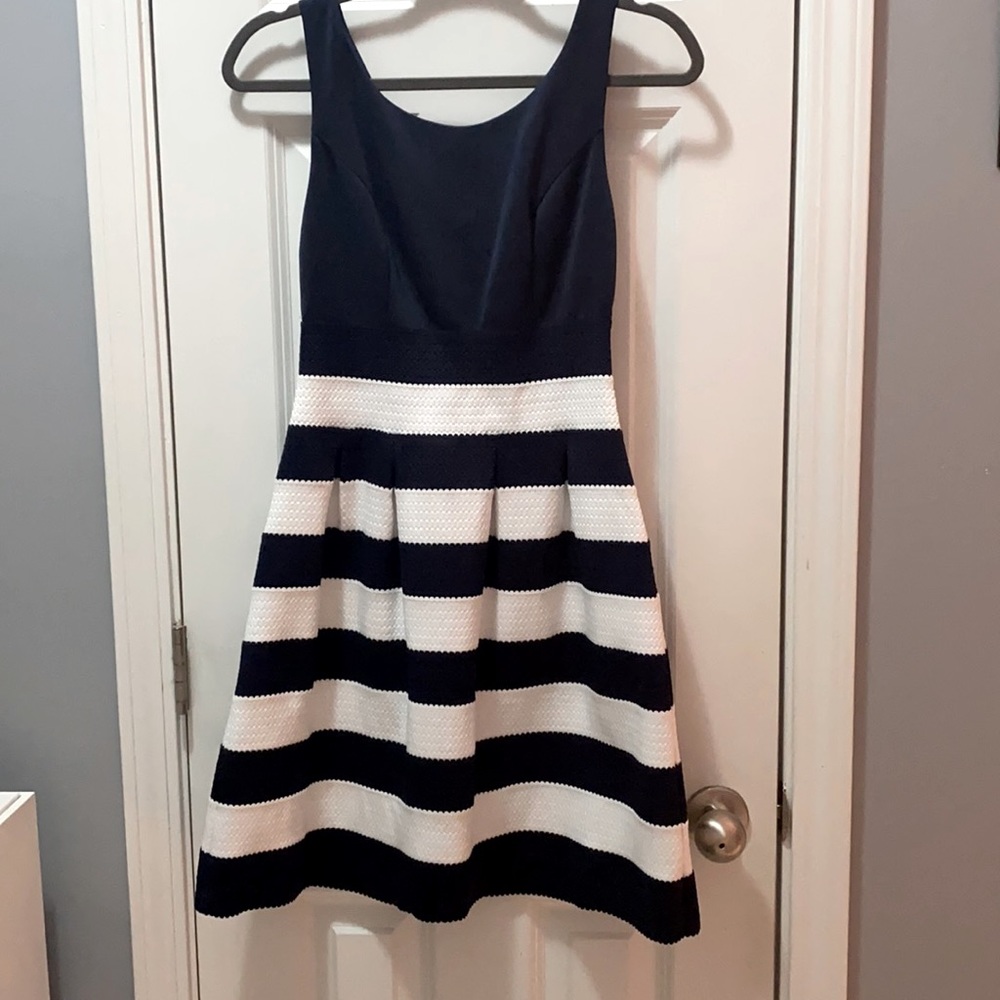 Navy blue and white dress